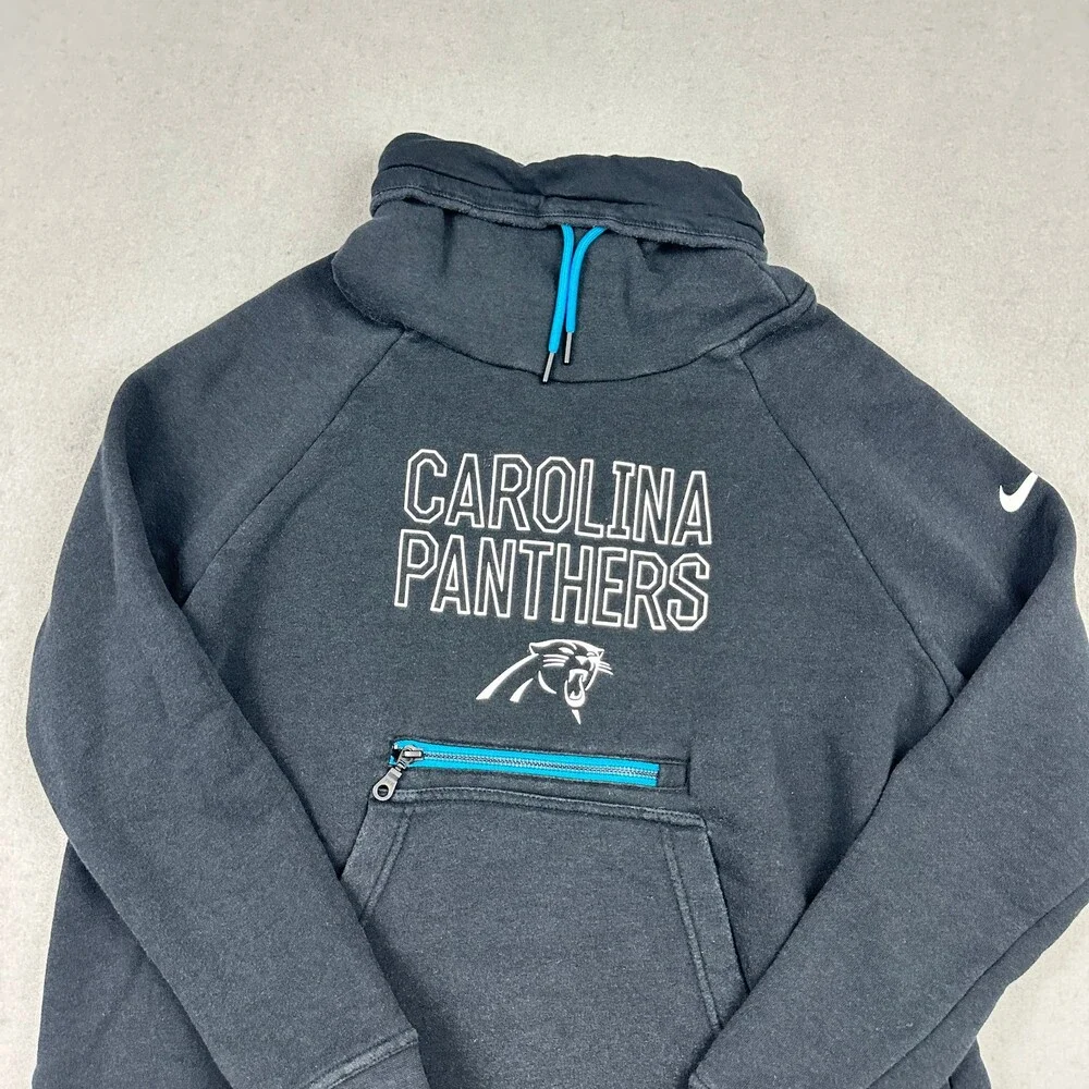 Carolina Panthers Hoodie Women Medium Black Solid Nike Cowl Neck Pullover NFL M